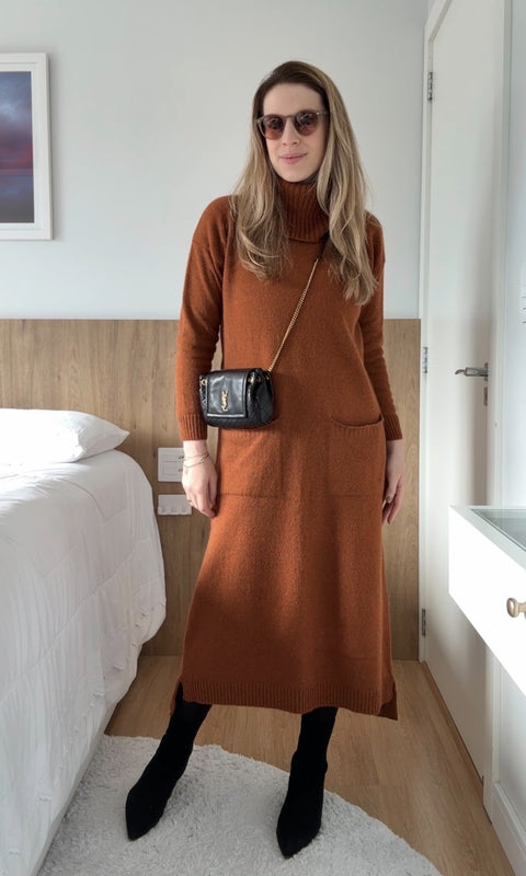 Vestido em Tricot com Bolsos - Zoe