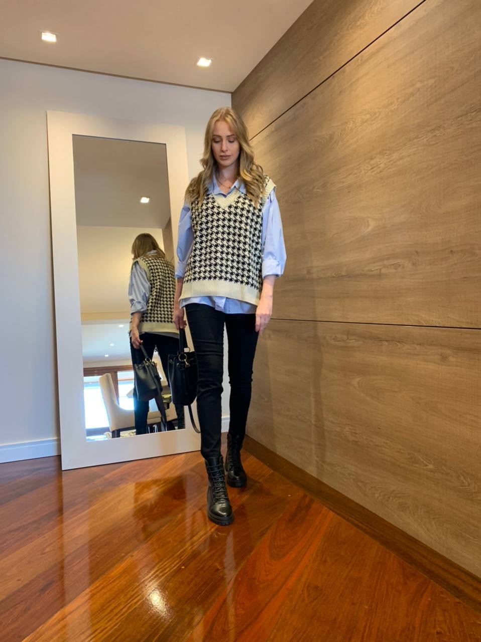 Colete em Tricot Pied de Poule - Sandra