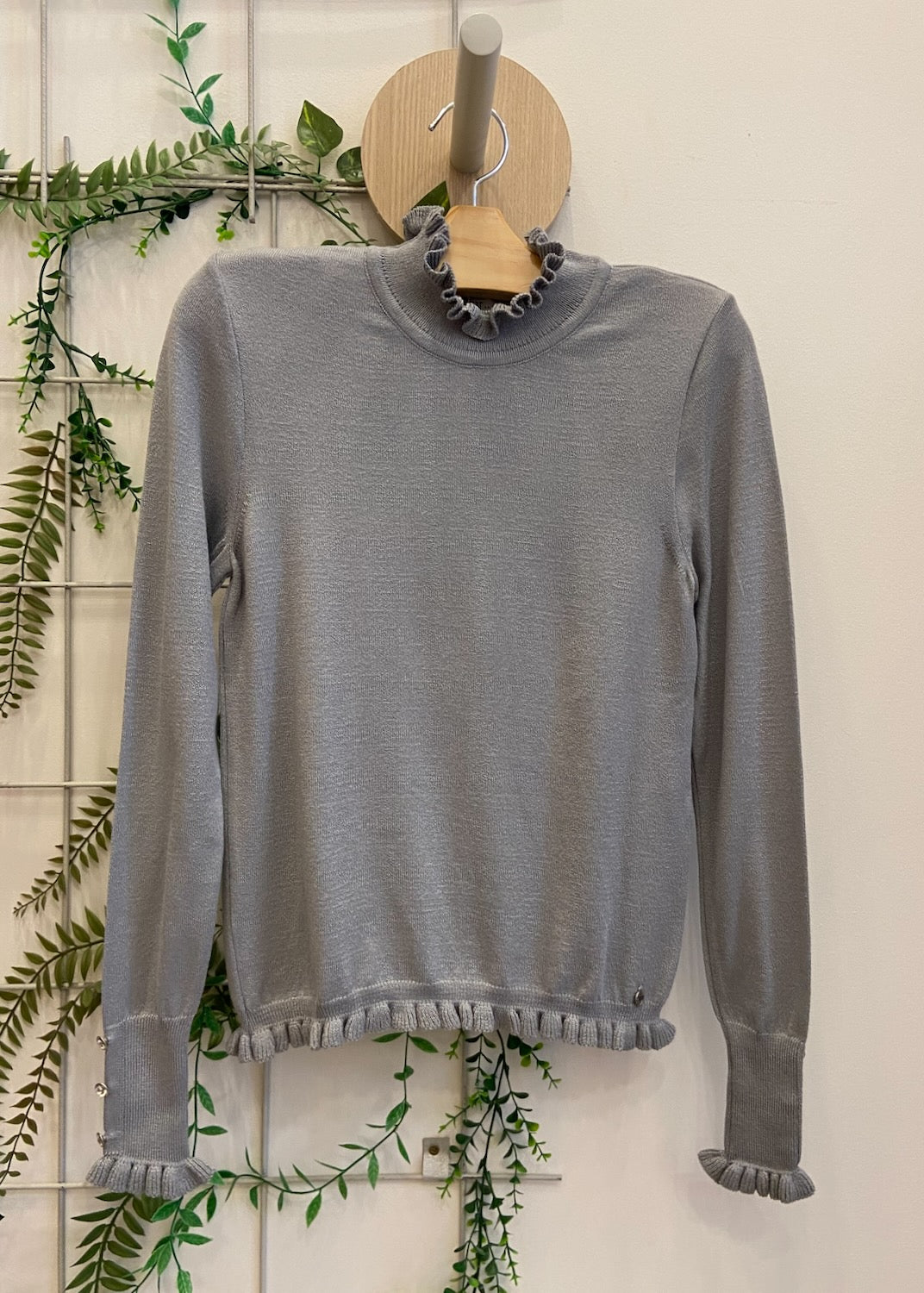 Blusa Tricot com Babado no Punho e Gola - Ana Sofia