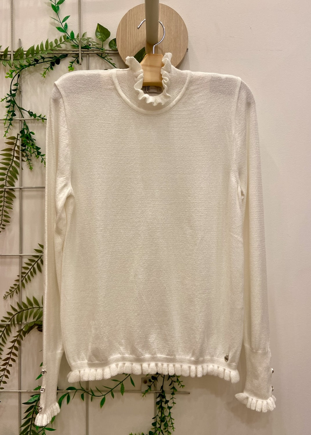 Blusa Tricot com Babado no Punho e Gola - Ana Sofia