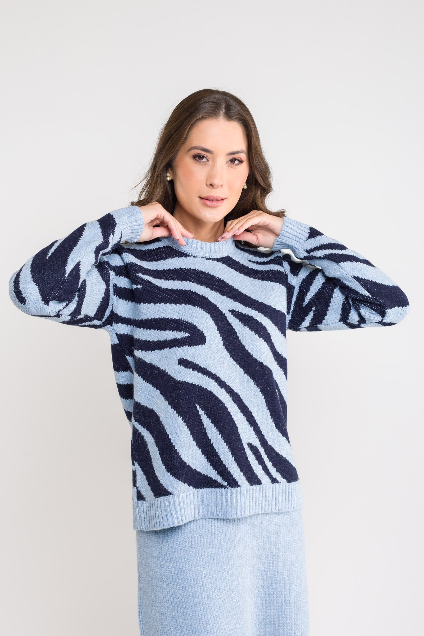 Blusa Tricot Jacquard Zebra - Rafaela