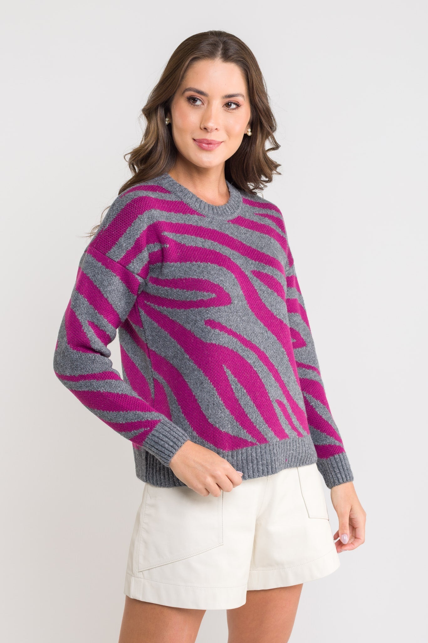 Blusa Tricot Jacquard Zebra - Rafaela