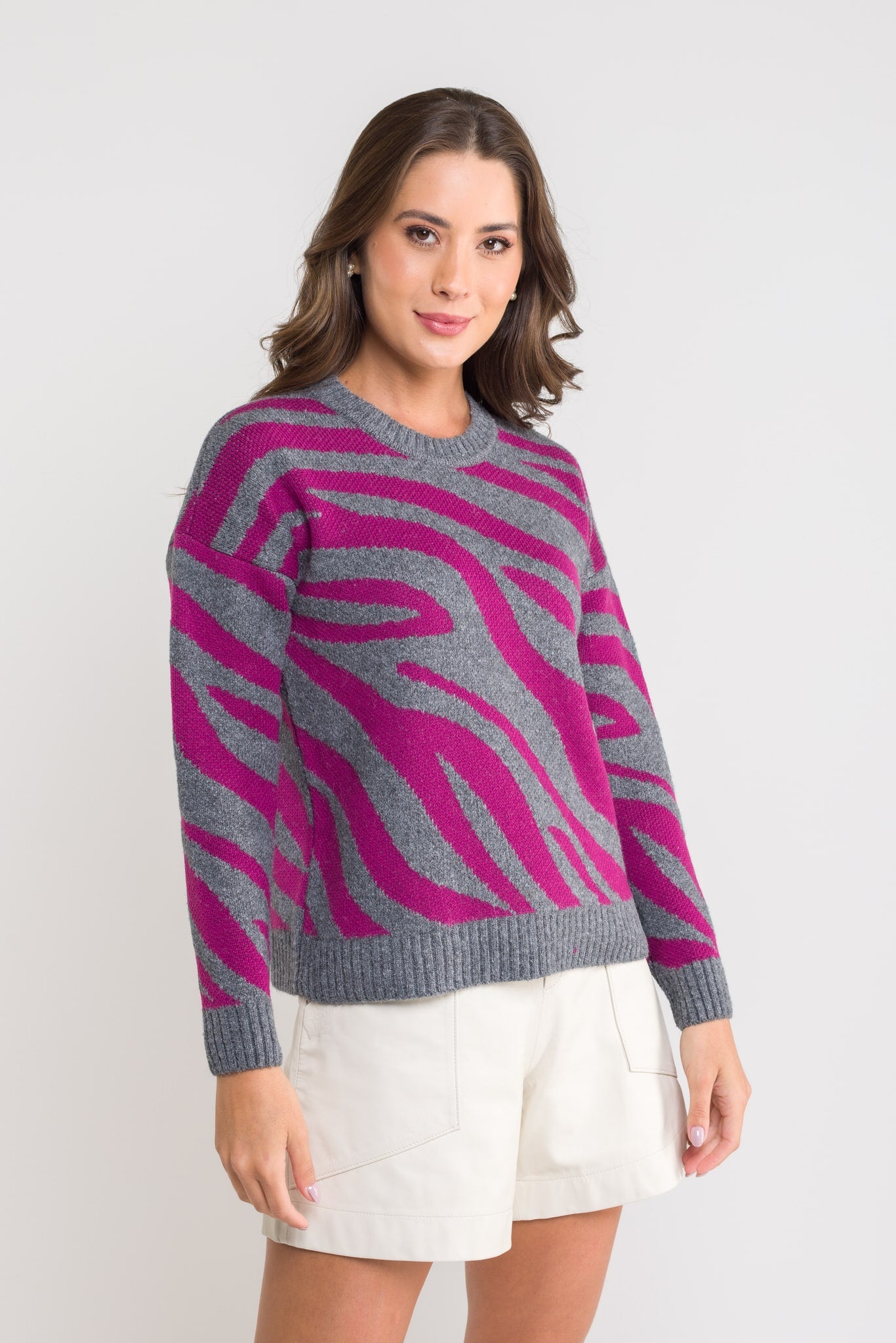 Blusa Tricot Jacquard Zebra - Rafaela