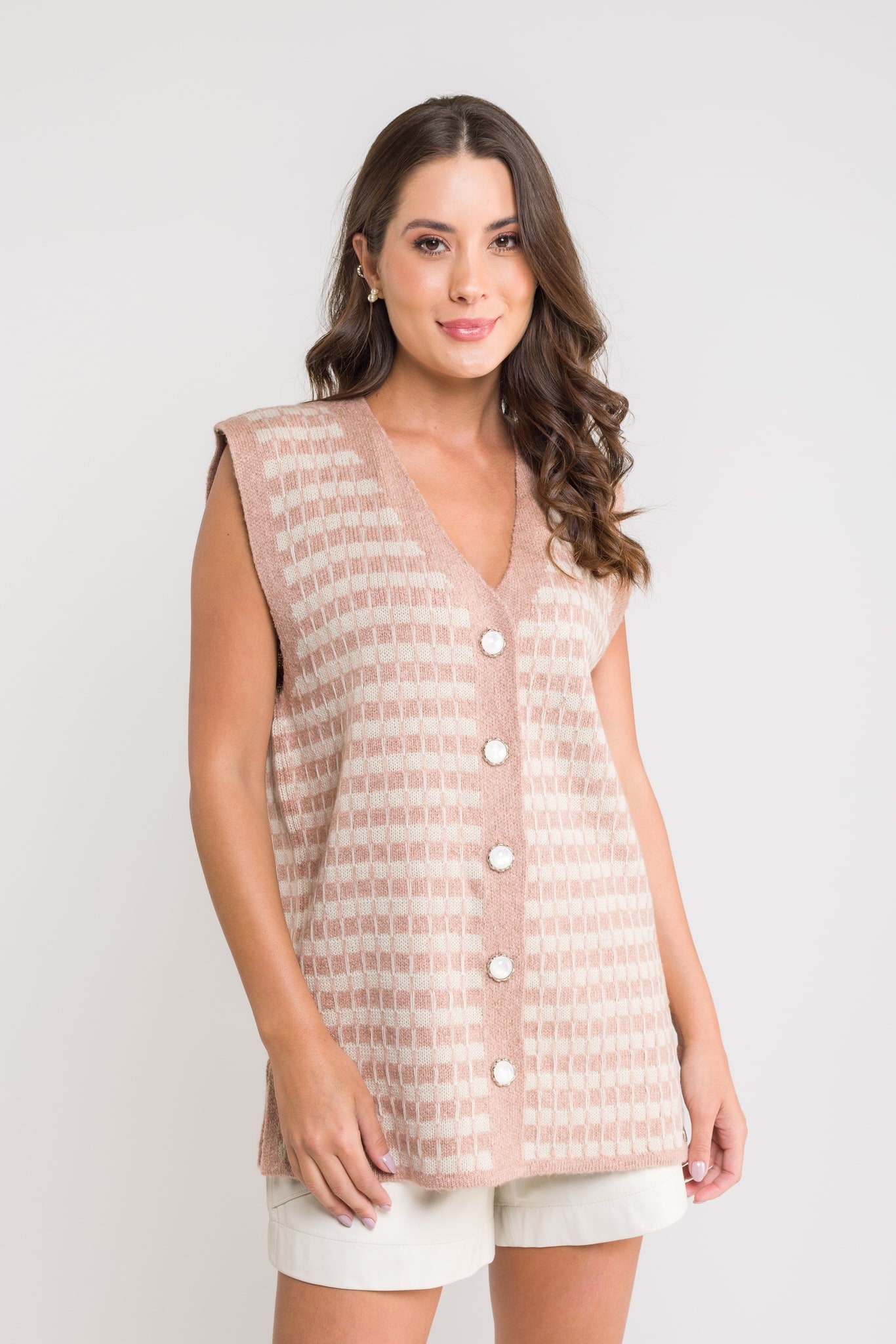 Colete Tricot Xadrez - Ana Beatriz