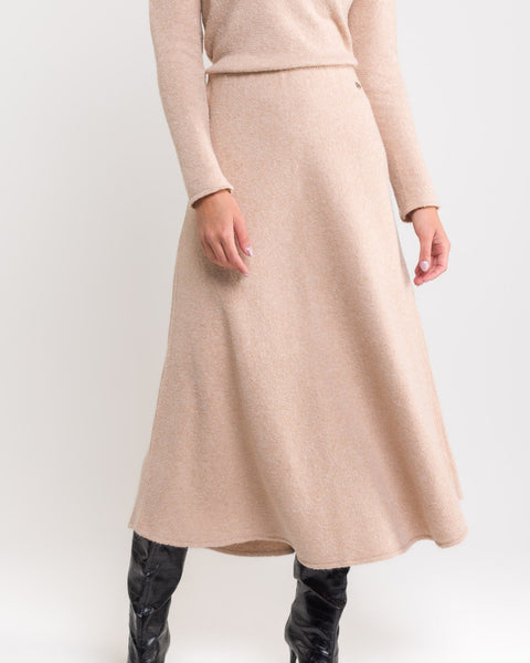 Saia Tricot - Londres com comprimento midi e modelagem evasê