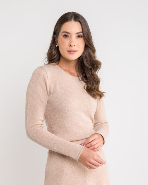 Blusa Tricot Básica - Londres com decote redondo