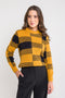 Blusa Tricot Xadrez - Andreia com gola redonda e manga posta