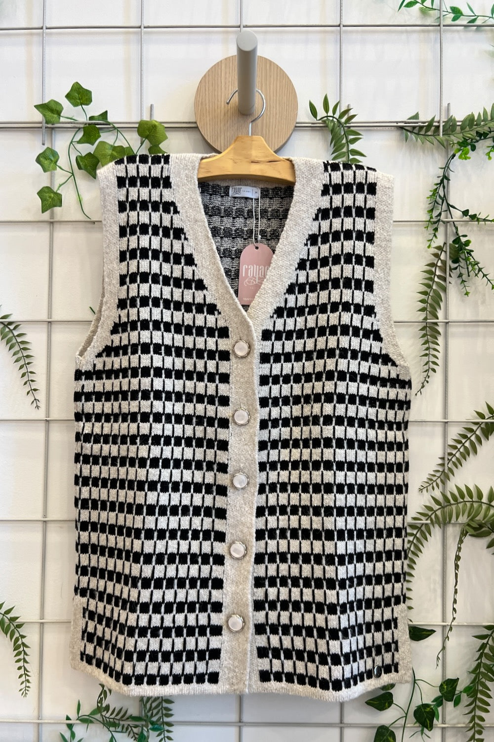 Colete Tricot Xadrez - Ana Beatriz