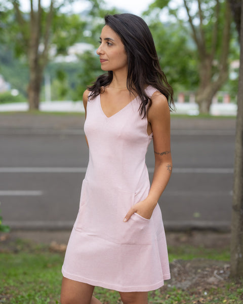 Vestido em Tricot - Clara com decote V e modelagem evasê