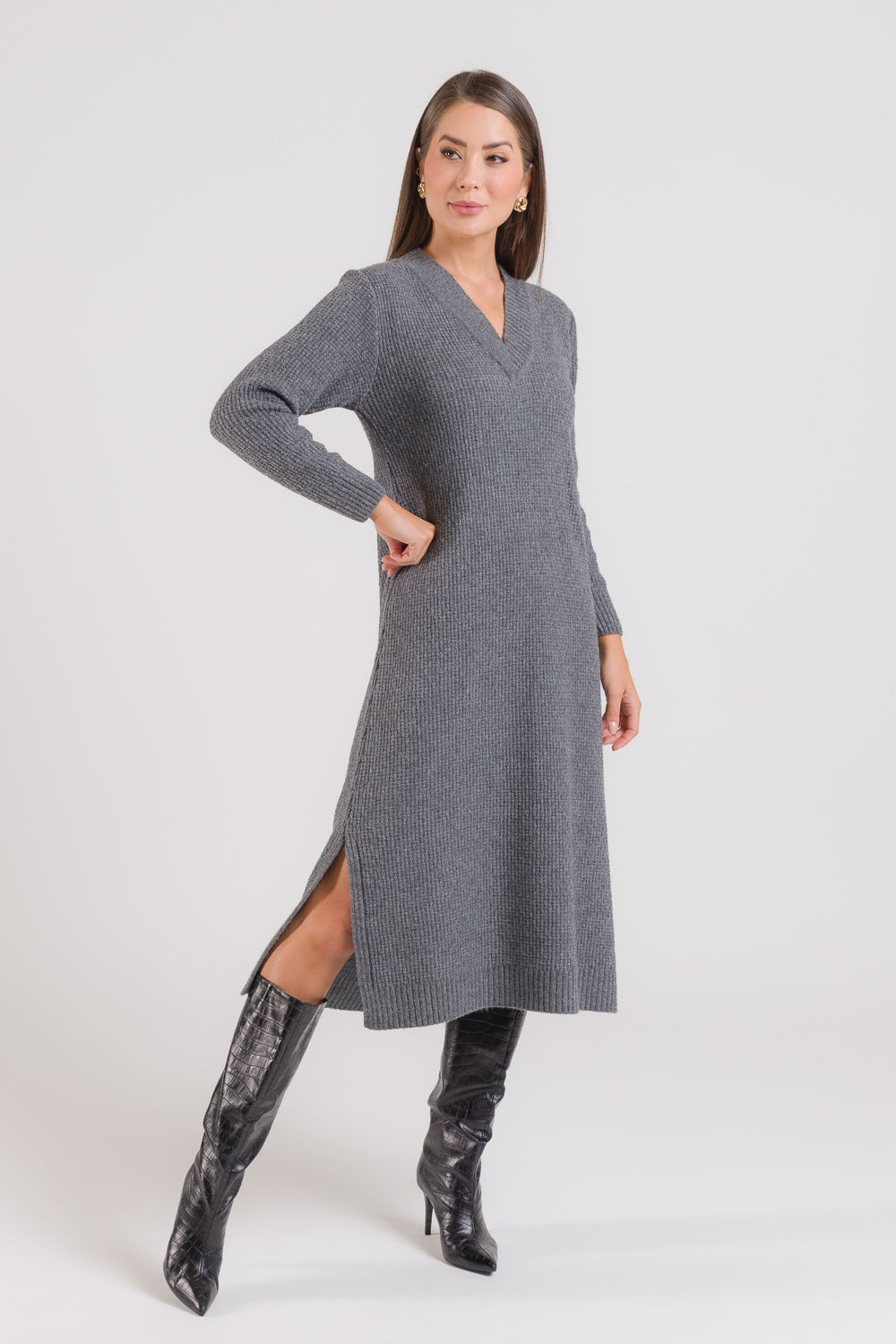 Vestido Midi em Tricot  - Aurora