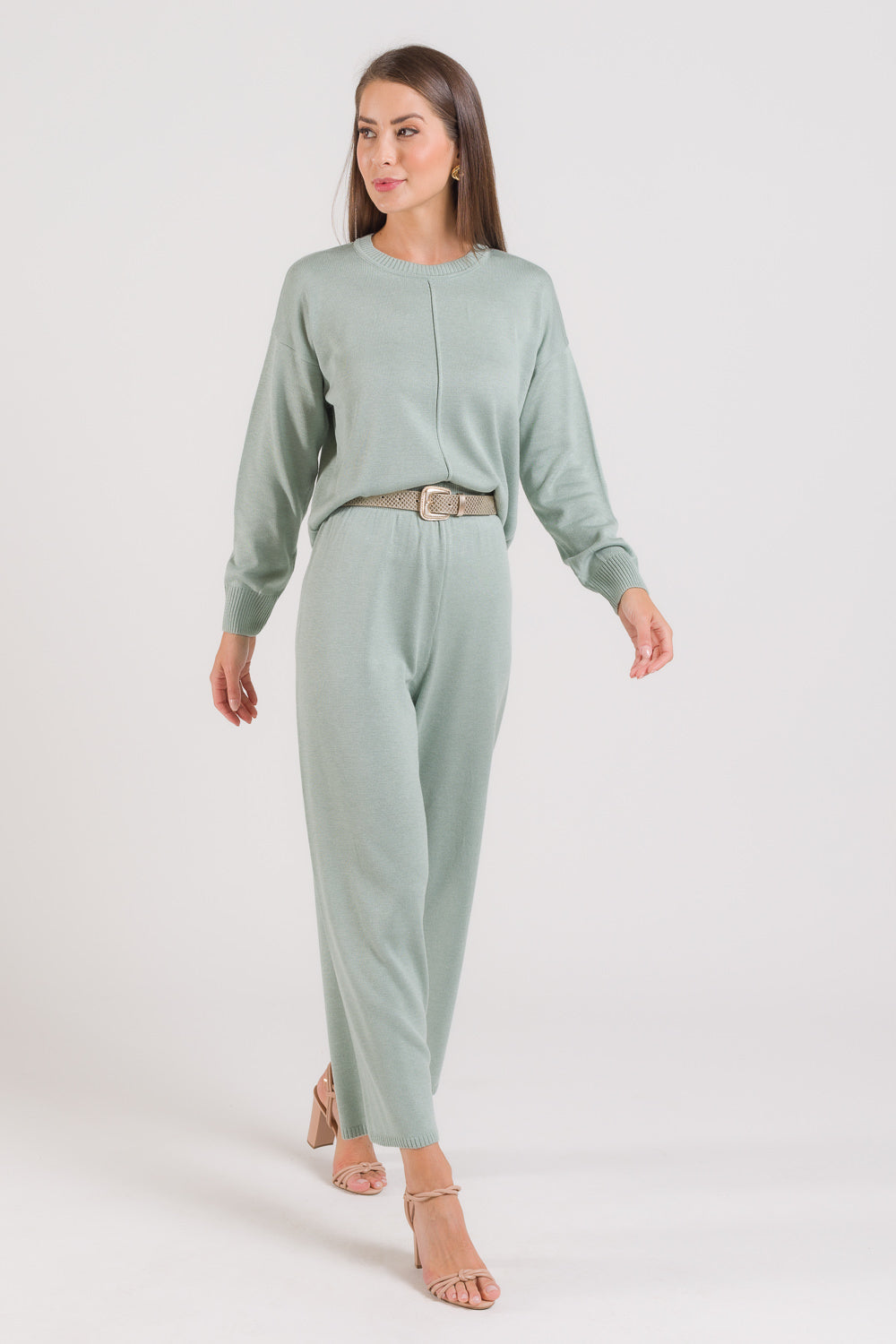 Conjunto em tricot - Valéria ( Blusa + Calça reta)