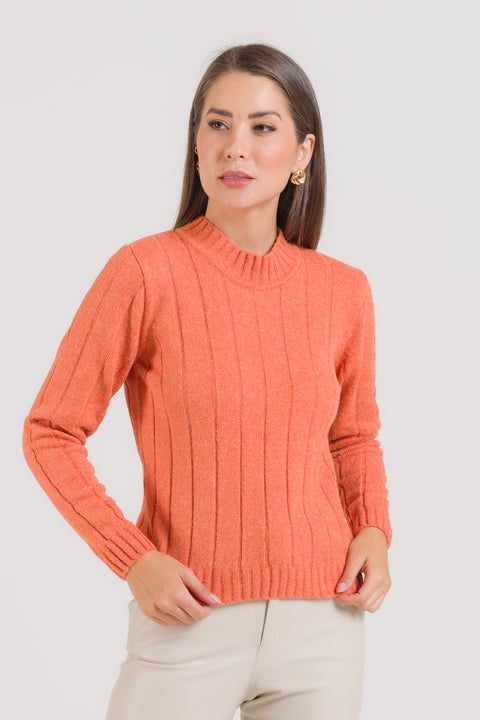 Blusa em Tricot Canelada - Martina com decote redondo