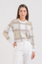 Blusa em Tricot Xadrez - Ana Paula com decote redondo