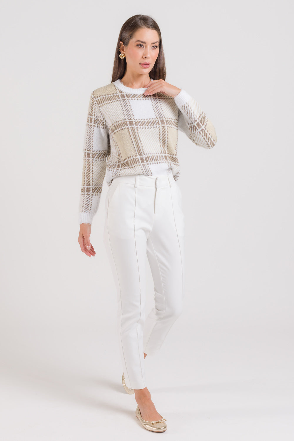 Blusa em Tricot Xadrez - Ana Paula