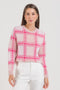 Blusa em Tricot Xadrez - Ana Paula com decote redondo