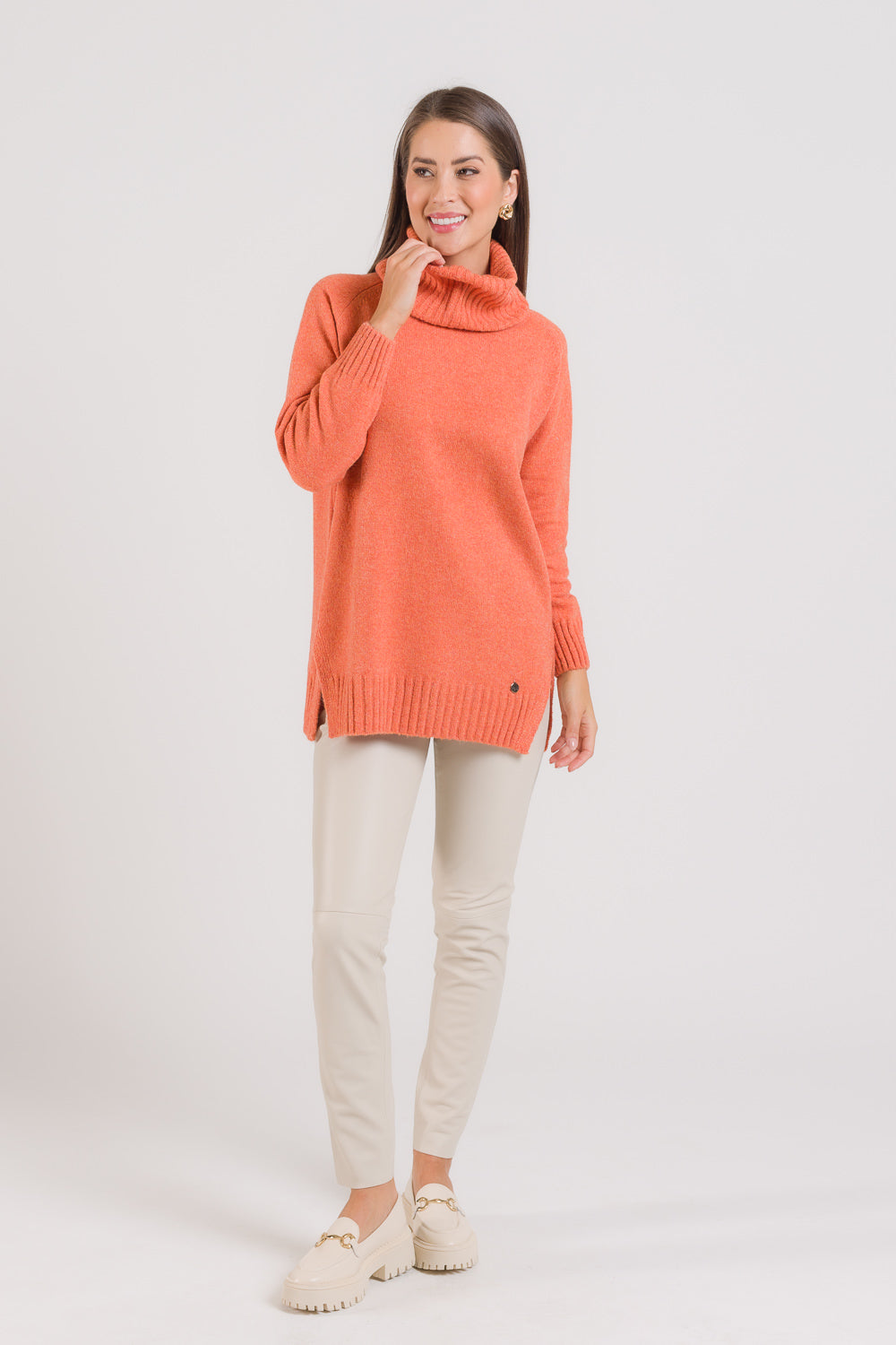 Maxi Pull em Tricot com Gola Removível - Mel