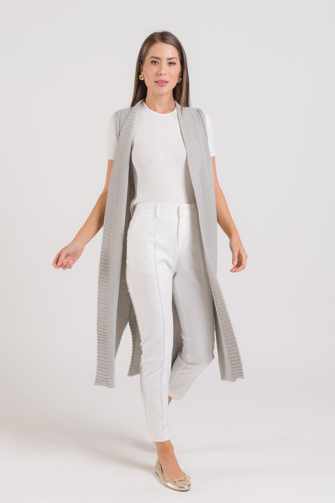 Colete em Tricot Longo - Glaucia com abertura lateral