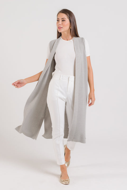 Colete em Tricot Longo - Glaucia com abertura lateral