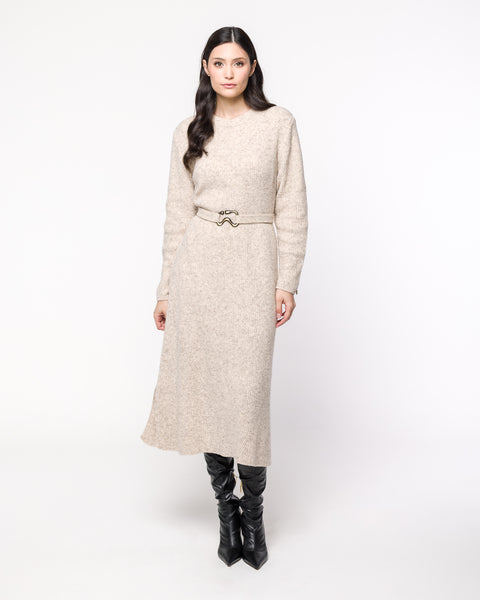 Vestido em Tricot Midi com Cinto - Diana