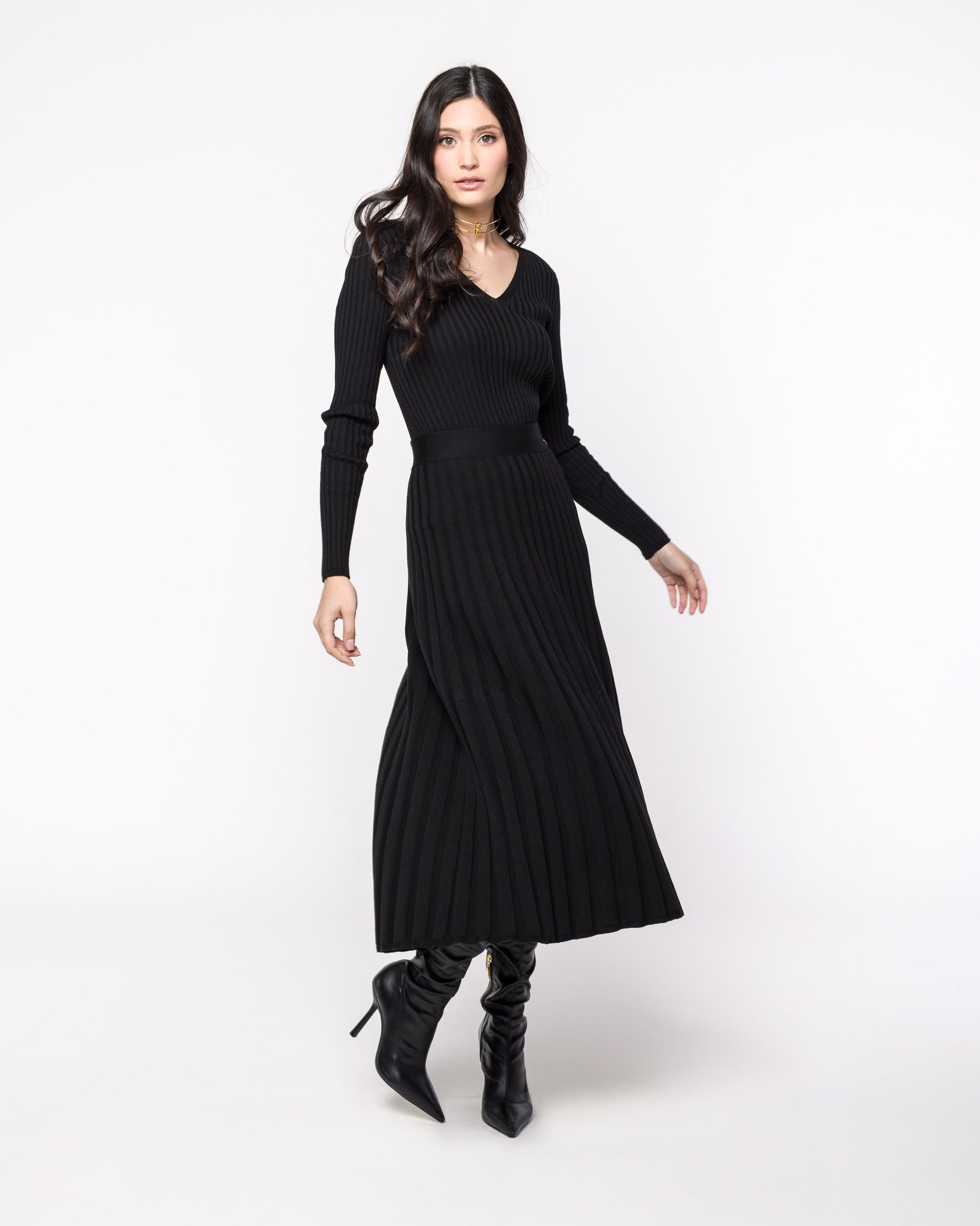 Blusa em Tricot Canelada decote V - Cassia