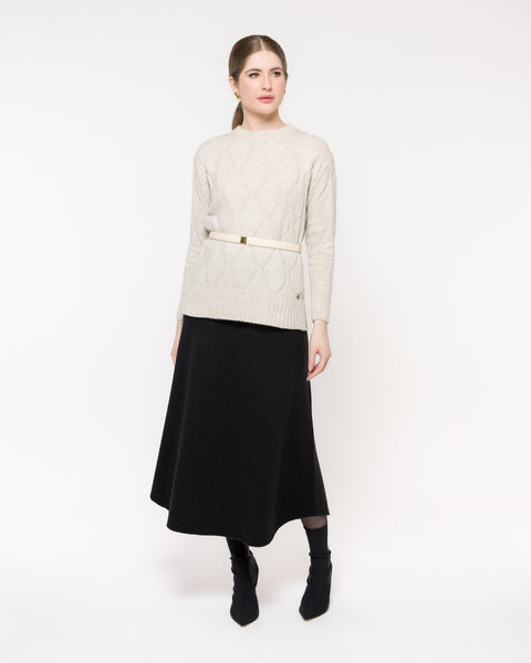Blusa em Tricot Losango - Lorena com decote redondo