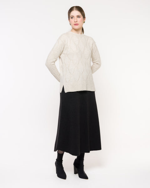 Blusa em Tricot Losango - Lorena com decote redondo