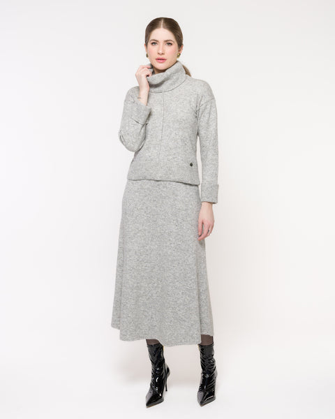 Saia Tricot - Londres com comprimento midi e modelagem evasê