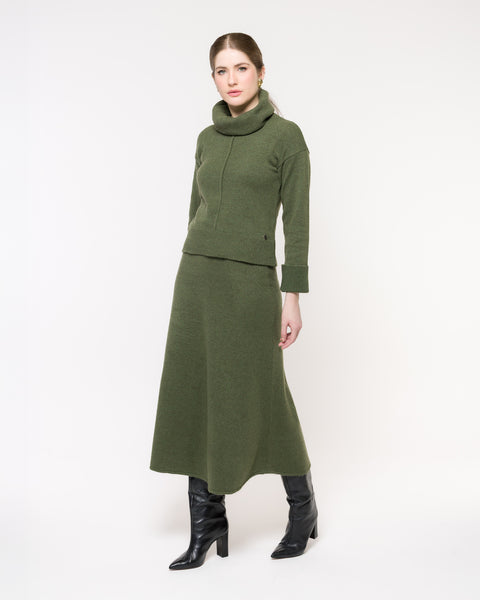 Saia Tricot - Londres com comprimento midi e modelagem evasê