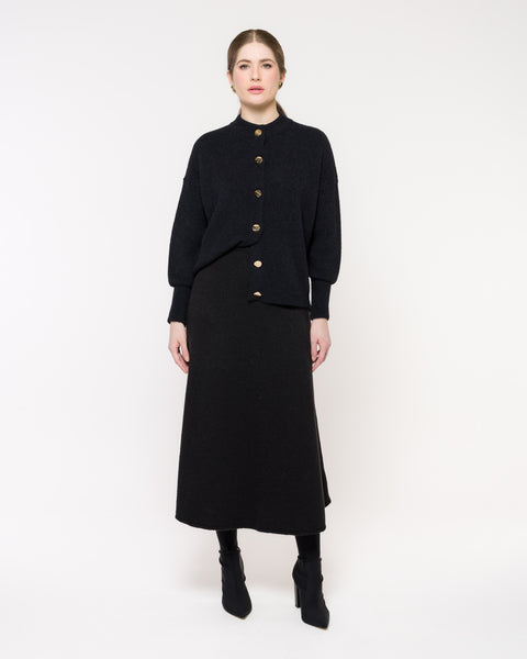 Saia Tricot - Londres com comprimento midi e modelagem evasê