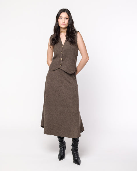 Saia Tricot - Londres com comprimento midi e modelagem evasê
