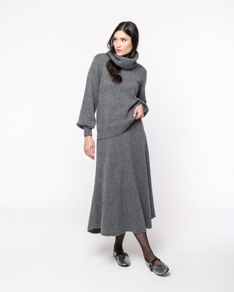 Saia Tricot - Londres com comprimento midi e modelagem evasê