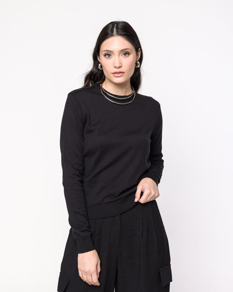 Blusa básica em Tricot - Amália com decote redondo