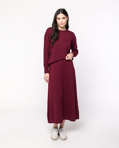 Blusa em Tricot com Nervuras Laterais - Olga com decote redondo e modelagem ampla