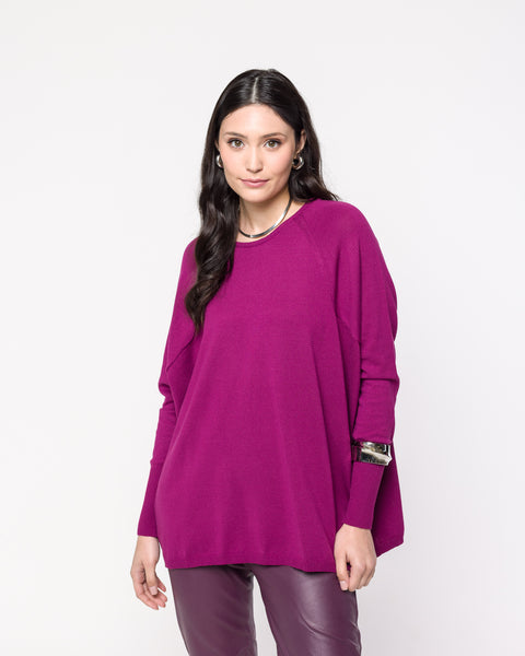 Blusa Tricot Ampla - Rita com decote redondo e modelagem ampla
