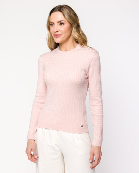Blusa em Tricot com Tranças - Liz com gola redonda