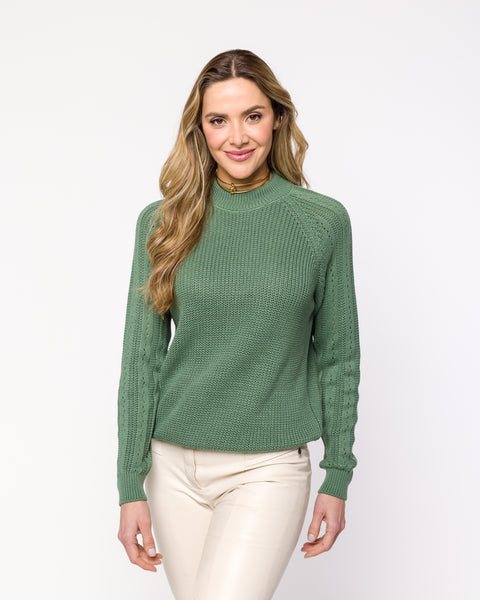 Blusa em Tricot com Manga Trabalhada - Heloísa com decote redondo