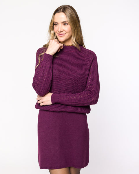 Blusa em Tricot com Manga Trabalhada - Heloísa com decote redondo