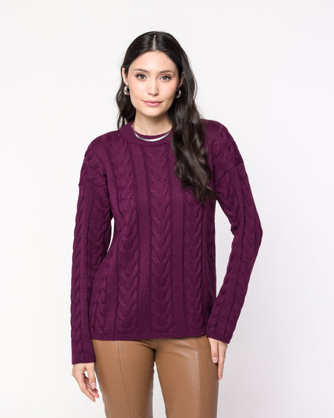Blusa em Tricot com Tranças - Cristina com gola redonda