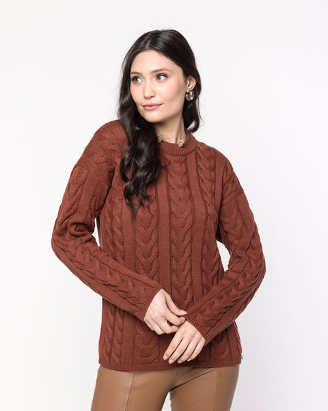 Blusa em Tricot com Tranças - Cristina com gola redonda