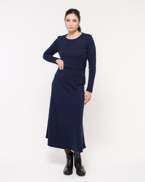 Saia Tricot - Londres com comprimento midi e modelagem evasê