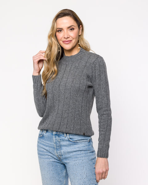 Blusa em Tricot Canelada - Martina com decote redondo