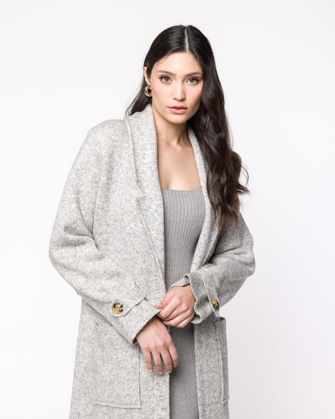 Casaco em Tricot Alfaiataria - Leona com bolsos frontais