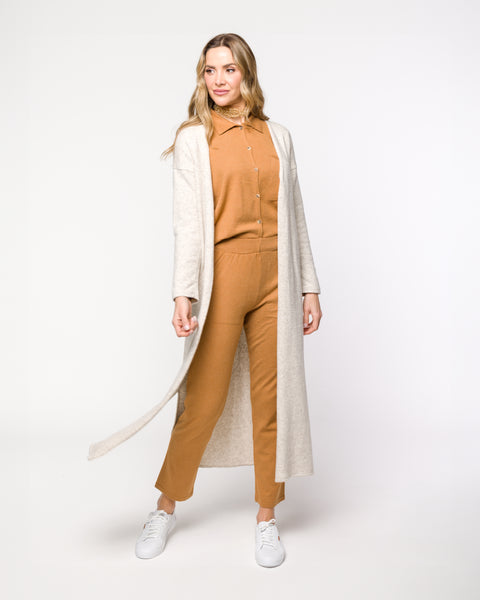 Casaco Tricot Longo - Londres com modelagem ampla e botões