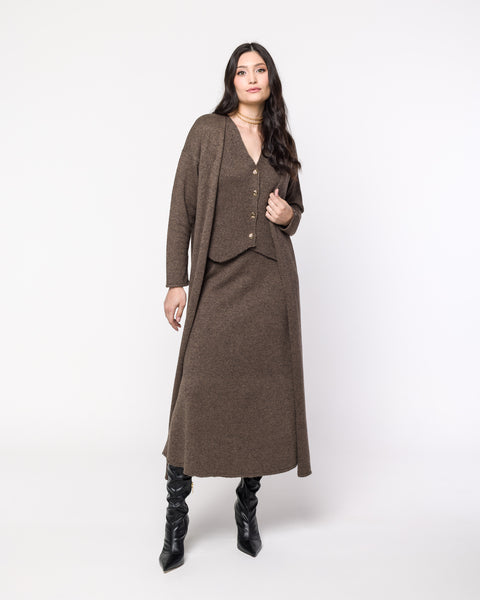 Saia Tricot - Londres com comprimento midi e modelagem evasê