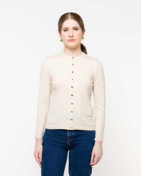 Cardigan em Tricot - Isadora com decote redondo e modelagem reta