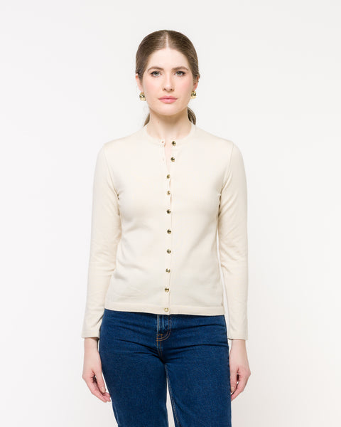 Cardigan em Tricot - Isadora com decote redondo e modelagem reta