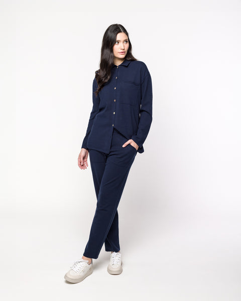 Camisa em Tricot - Marília com botões frontais, peça do conjunto Marília