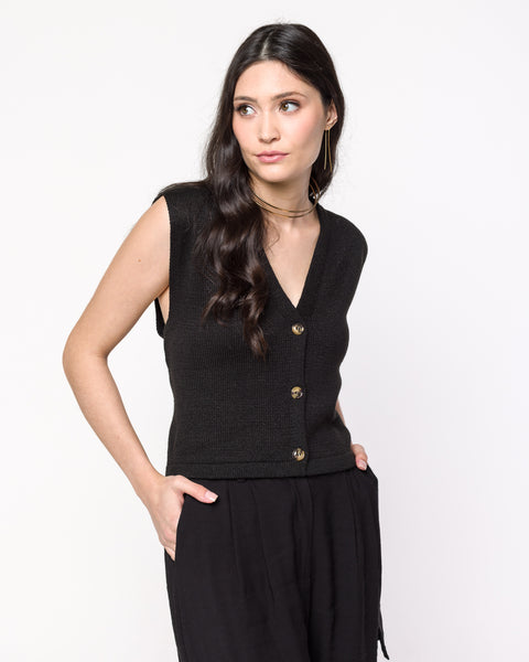 Colete em Tricot Alice com botões frontais