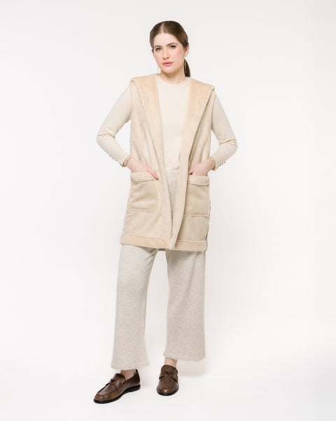 Colete em Tricot com Pele Fake - Tati