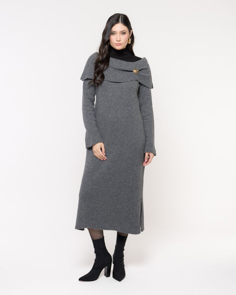 Vestido em Tricot Midi Ombro a Ombro - Mirela com comprimento midi e modelagem solta